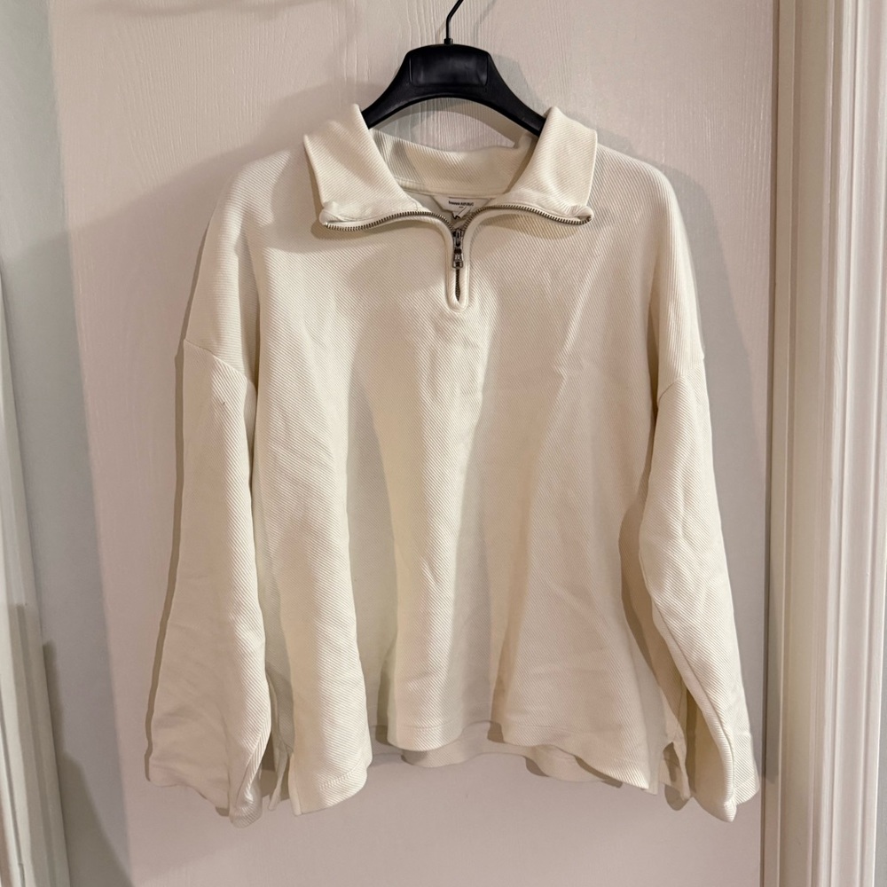 Banana Republic Size L Cream Quarter-Zip Pullover